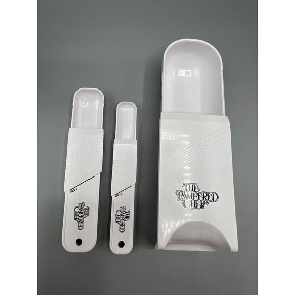 Pampered Chef Adjustable Measuring Spoon Cup Set Tablespoon Teaspoon Cup White - Picture 6 of 8